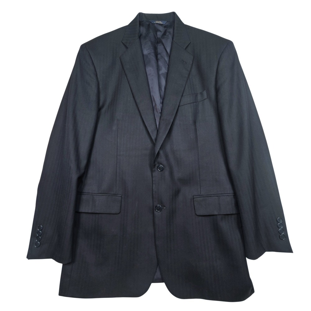 Brooks Brothers Saxxon Wool 1818 Madison Blazer Mens 42L Dark Blue Herringbone